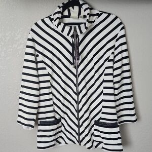 Chico's Zenergy Black and White Striped Top